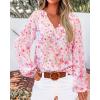 image:imageBTFBM Blouses for Women Dressy Casual Floral Summer Boho Tops V Neck Lightweight Long Sleeve Shirts Spring Clothes 2026Floral Red