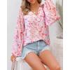 image:imageBTFBM Blouses for Women Dressy Casual Floral Summer Boho Tops V Neck Lightweight Long Sleeve Shirts Spring Clothes 2026Floral Red