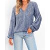 image:imageBTFBM Blouses for Women Dressy Casual Floral Summer Boho Tops V Neck Lightweight Long Sleeve Shirts Spring Clothes 2026Leopard Dark Blue
