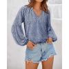 image:imageBTFBM Blouses for Women Dressy Casual Floral Summer Boho Tops V Neck Lightweight Long Sleeve Shirts Spring Clothes 2026Leopard Dark Blue