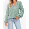 image:imageBTFBM Blouses for Women Dressy Casual Floral Summer Boho Tops V Neck Lightweight Long Sleeve Shirts Spring Clothes 2026Leopard Green