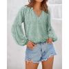 image:imageBTFBM Blouses for Women Dressy Casual Floral Summer Boho Tops V Neck Lightweight Long Sleeve Shirts Spring Clothes 2026Leopard Green