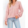 image:imageBTFBM Blouses for Women Dressy Casual Floral Summer Boho Tops V Neck Lightweight Long Sleeve Shirts Spring Clothes 2026Leopard Pink