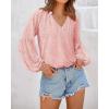 image:imageBTFBM Blouses for Women Dressy Casual Floral Summer Boho Tops V Neck Lightweight Long Sleeve Shirts Spring Clothes 2026Leopard Pink