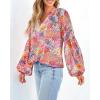 image:imageBTFBM Blouses for Women Dressy Casual Floral Summer Boho Tops V Neck Lightweight Long Sleeve Shirts Spring Clothes 2026Multicolor Red