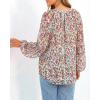 image:imageBTFBM Blouses for Women Dressy Casual Floral Summer Boho Tops V Neck Lightweight Long Sleeve Shirts Spring Clothes 2026Pink Blue Flower White