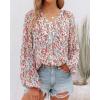 image:imageBTFBM Blouses for Women Dressy Casual Floral Summer Boho Tops V Neck Lightweight Long Sleeve Shirts Spring Clothes 2026Pink Blue Flower White
