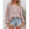 image:imageBTFBM Blouses for Women Dressy Casual Floral Summer Boho Tops V Neck Lightweight Long Sleeve Shirts Spring Clothes 2026Pink Blue Flower White