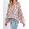 image:imageBTFBM Blouses for Women Dressy Casual Floral Summer Boho Tops V Neck Lightweight Long Sleeve Shirts Spring Clothes 2026Pink Blue Flower White