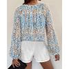 image:imageBTFBM Blouses for Women Dressy Casual Floral Summer Boho Tops V Neck Lightweight Long Sleeve Shirts Spring Clothes 2026Print Blue White