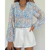 image:imageBTFBM Blouses for Women Dressy Casual Floral Summer Boho Tops V Neck Lightweight Long Sleeve Shirts Spring Clothes 2026Print Blue White
