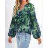 image:imageBTFBM Blouses for Women Dressy Casual Floral Summer Boho Tops V Neck Lightweight Long Sleeve Shirts Spring Clothes 2026Print Green