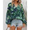 image:imageBTFBM Blouses for Women Dressy Casual Floral Summer Boho Tops V Neck Lightweight Long Sleeve Shirts Spring Clothes 2026Print Green