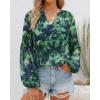 image:imageBTFBM Blouses for Women Dressy Casual Floral Summer Boho Tops V Neck Lightweight Long Sleeve Shirts Spring Clothes 2026Print Green