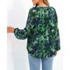 image:imageBTFBM Blouses for Women Dressy Casual Floral Summer Boho Tops V Neck Lightweight Long Sleeve Shirts Spring Clothes 2026Print Green