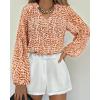 image:imageBTFBM Blouses for Women Dressy Casual Floral Summer Boho Tops V Neck Lightweight Long Sleeve Shirts Spring Clothes 2026Print Orange