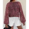 image:imageBTFBM Blouses for Women Dressy Casual Floral Summer Boho Tops V Neck Lightweight Long Sleeve Shirts Spring Clothes 2026Print Red Black
