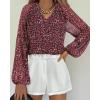 image:imageBTFBM Blouses for Women Dressy Casual Floral Summer Boho Tops V Neck Lightweight Long Sleeve Shirts Spring Clothes 2026Print Red Black
