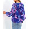 image:imageBTFBM Blouses for Women Dressy Casual Floral Summer Boho Tops V Neck Lightweight Long Sleeve Shirts Spring Clothes 2026Print Royal Blue
