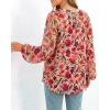 image:imageBTFBM Blouses for Women Dressy Casual Floral Summer Boho Tops V Neck Lightweight Long Sleeve Shirts Spring Clothes 2026Red Flower Orange
