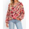 image:imageBTFBM Blouses for Women Dressy Casual Floral Summer Boho Tops V Neck Lightweight Long Sleeve Shirts Spring Clothes 2026Red Flower Orange
