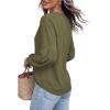 image:imageBTFBM Blouses for Women Dressy Casual Floral Summer Boho Tops V Neck Lightweight Long Sleeve Shirts Spring Clothes 2026Solid Army Green