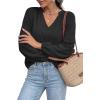 image:imageBTFBM Blouses for Women Dressy Casual Floral Summer Boho Tops V Neck Lightweight Long Sleeve Shirts Spring Clothes 2026Solid Black