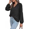 image:imageBTFBM Blouses for Women Dressy Casual Floral Summer Boho Tops V Neck Lightweight Long Sleeve Shirts Spring Clothes 2026Solid Black