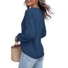 image:imageBTFBM Blouses for Women Dressy Casual Floral Summer Boho Tops V Neck Lightweight Long Sleeve Shirts Spring Clothes 2026Solid Blue