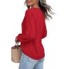 image:imageBTFBM Blouses for Women Dressy Casual Floral Summer Boho Tops V Neck Lightweight Long Sleeve Shirts Spring Clothes 2026Solid Red