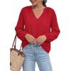 image:imageBTFBM Blouses for Women Dressy Casual Floral Summer Boho Tops V Neck Lightweight Long Sleeve Shirts Spring Clothes 2026Solid Red
