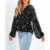 image:imageBTFBM Blouses for Women Dressy Casual Floral Summer Boho Tops V Neck Lightweight Long Sleeve Shirts Spring Clothes 2026White Flower Black