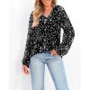 image:imageBTFBM Blouses for Women Dressy Casual Floral Summer Boho Tops V Neck Lightweight Long Sleeve Shirts Spring Clothes 2026White Flower Black