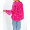 image:imageBTFBM Blouses for Women Dressy Casual Floral Summer Boho Tops V Neck Lightweight Long Sleeve Shirts Spring Clothes 2026White Flower Rose Red
