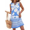 image:imageBTFBM Casual Summer Dresses for Women 2026 Spring Sleeveless Boho Floral Tank Mini Sun Dress Beach Vacation SundressesFloral White Blue