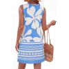 image:imageBTFBM Casual Summer Dresses for Women 2026 Spring Sleeveless Boho Floral Tank Mini Sun Dress Beach Vacation SundressesFloral White Blue