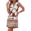 image:imageBTFBM Casual Summer Dresses for Women 2026 Spring Sleeveless Boho Floral Tank Mini Sun Dress Beach Vacation SundressesFloral White Khaki