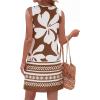 image:imageBTFBM Casual Summer Dresses for Women 2026 Spring Sleeveless Boho Floral Tank Mini Sun Dress Beach Vacation SundressesFloral White Khaki
