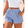 image:imageBTFBM Striped Boxer Shorts for Women 2026 Spring Summer Y2k Vacation Beach Bottoms Lounge Sleep Pajama PJ Pants ClothesBlue White