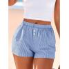 image:imageBTFBM Striped Boxer Shorts for Women 2026 Spring Summer Y2k Vacation Beach Bottoms Lounge Sleep Pajama PJ Pants ClothesBlue White