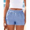 image:imageBTFBM Striped Boxer Shorts for Women 2026 Spring Summer Y2k Vacation Beach Bottoms Lounge Sleep Pajama PJ Pants ClothesBlue White