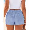 image:imageBTFBM Striped Boxer Shorts for Women 2026 Spring Summer Y2k Vacation Beach Bottoms Lounge Sleep Pajama PJ Pants ClothesBlue White