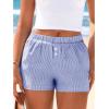 image:imageBTFBM Striped Boxer Shorts for Women 2026 Spring Summer Y2k Vacation Beach Bottoms Lounge Sleep Pajama PJ Pants ClothesDark Blue
