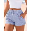 image:imageBTFBM Striped Boxer Shorts for Women 2026 Spring Summer Y2k Vacation Beach Bottoms Lounge Sleep Pajama PJ Pants ClothesDark Blue