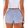 image:imageBTFBM Striped Boxer Shorts for Women 2026 Spring Summer Y2k Vacation Beach Bottoms Lounge Sleep Pajama PJ Pants ClothesDark Blue