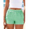 image:imageBTFBM Striped Boxer Shorts for Women 2026 Spring Summer Y2k Vacation Beach Bottoms Lounge Sleep Pajama PJ Pants ClothesGreen White