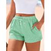 image:imageBTFBM Striped Boxer Shorts for Women 2026 Spring Summer Y2k Vacation Beach Bottoms Lounge Sleep Pajama PJ Pants ClothesGreen White