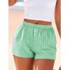 image:imageBTFBM Striped Boxer Shorts for Women 2026 Spring Summer Y2k Vacation Beach Bottoms Lounge Sleep Pajama PJ Pants ClothesGreen White