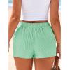 image:imageBTFBM Striped Boxer Shorts for Women 2026 Spring Summer Y2k Vacation Beach Bottoms Lounge Sleep Pajama PJ Pants ClothesGreen White