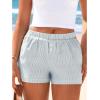 image:imageBTFBM Striped Boxer Shorts for Women 2026 Spring Summer Y2k Vacation Beach Bottoms Lounge Sleep Pajama PJ Pants ClothesGrey Blue